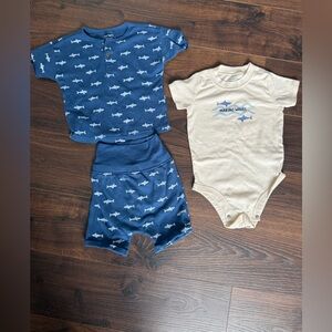 Carters Shark Print Short sleeve and Short 3 piece set